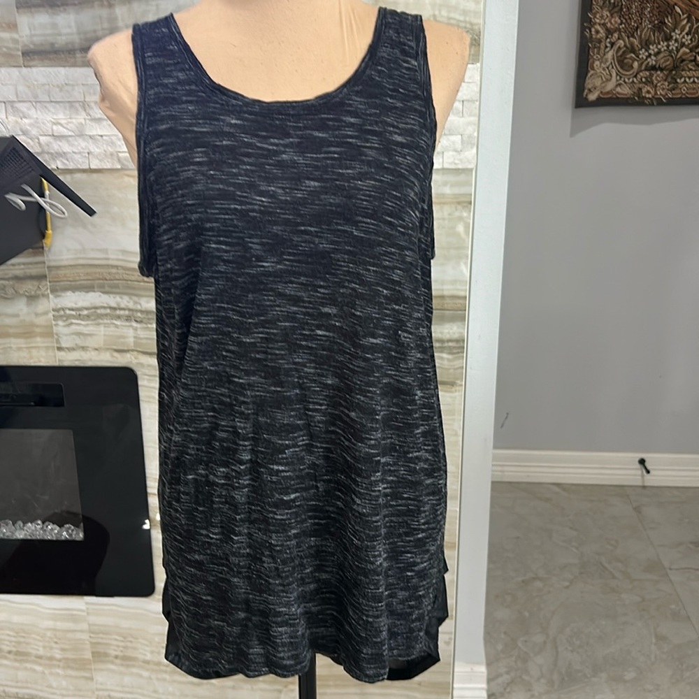 Philosophy Republic Clothing Charcoal Black Shiny Sheer Tank Tunic. Size L(126)